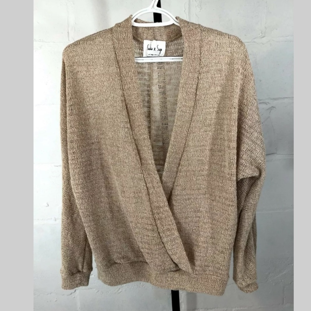 Sadie & Sage Surplice Knit Sweater Size M/L Tan